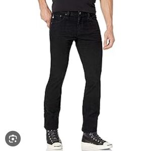 AG Adriano Goldschmied Black Corduroy Matchstick Slim Straight Pants Size 36